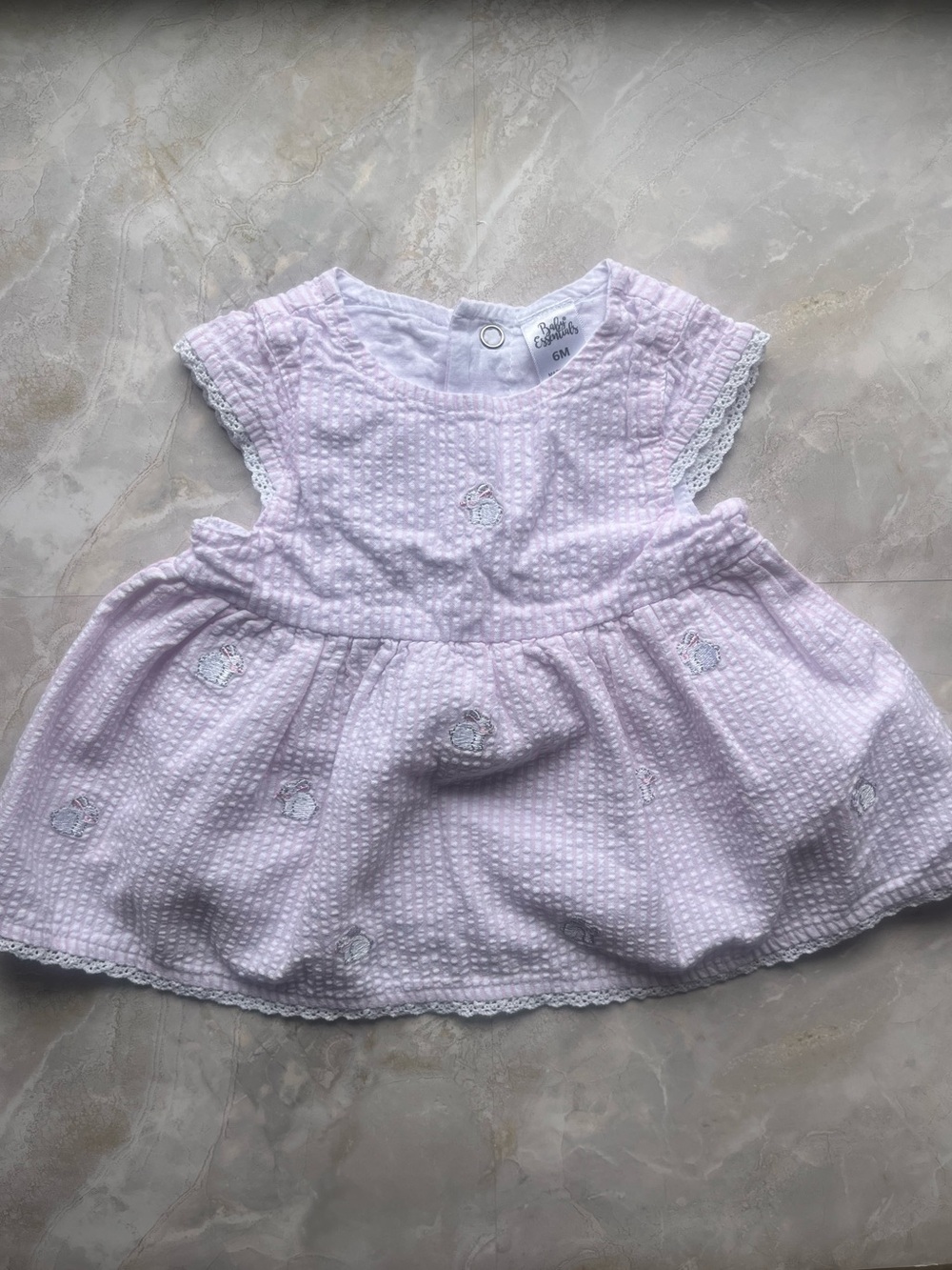 Baby essentials seersucker bunny dress size 6 months